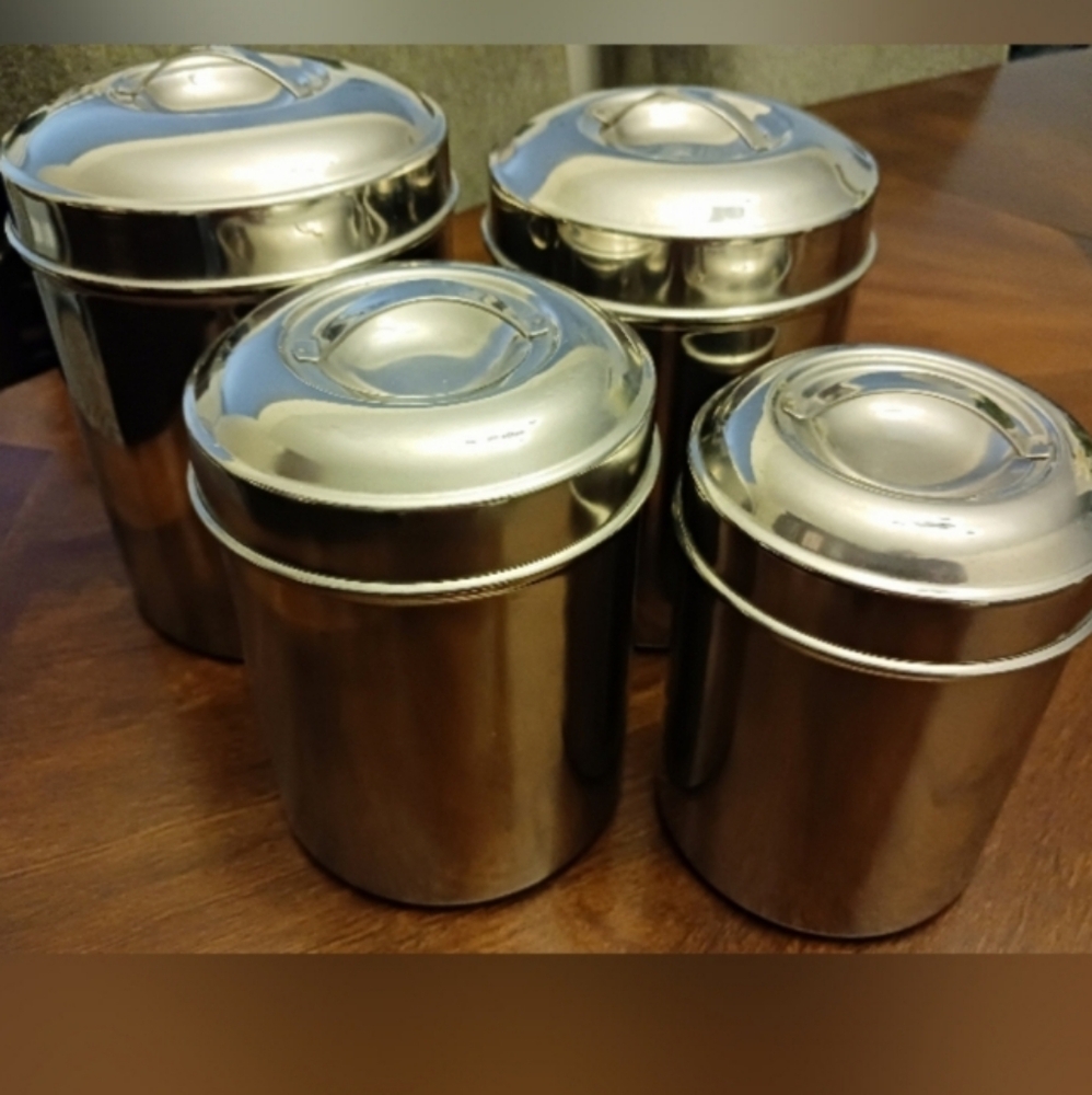 Stainless Steel Canister Set, largest 7" high,  smallest is 5.5", Vintage